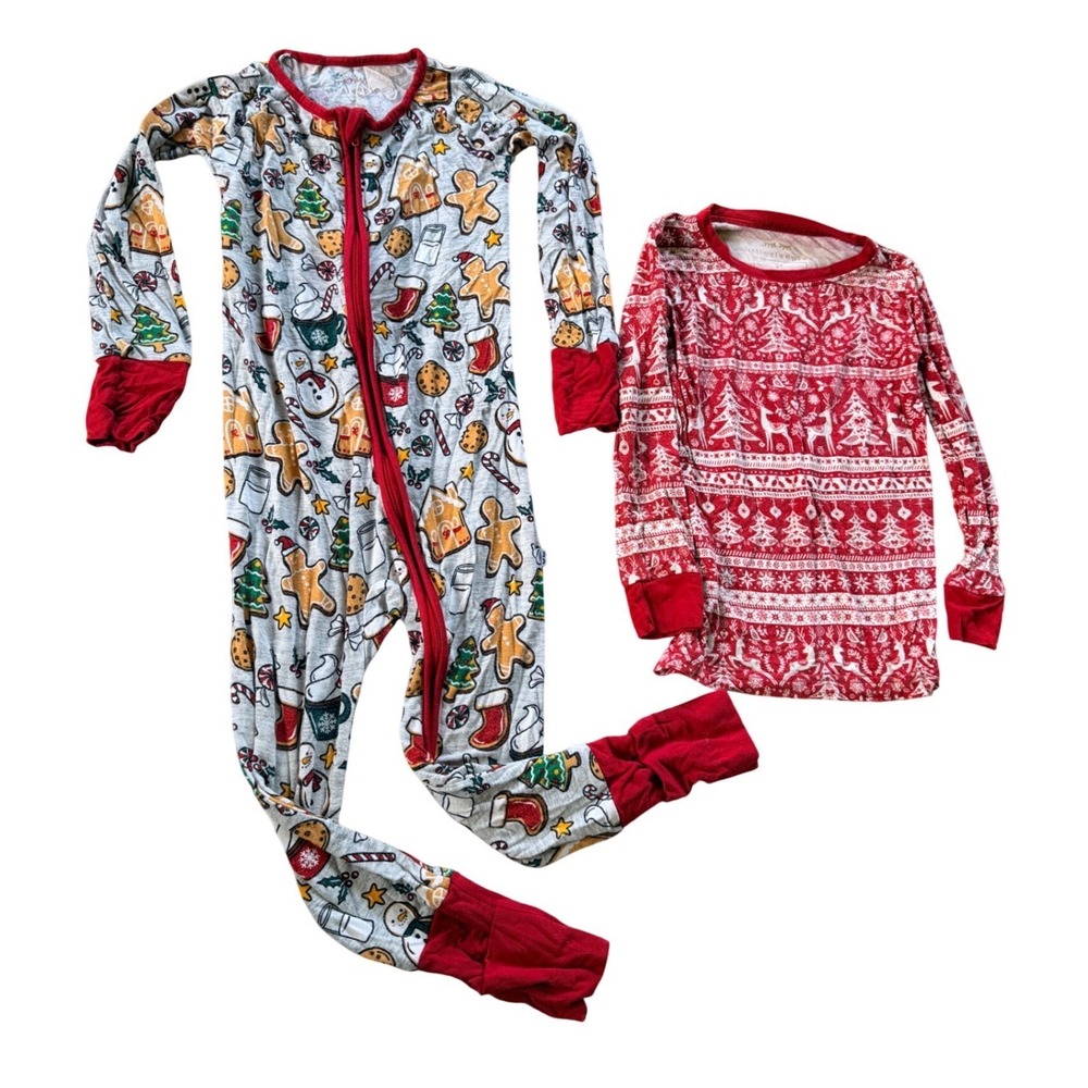 Little Sleepies Pajamas Unisex 2T Red Holiday Gingerbread Bamboo Set